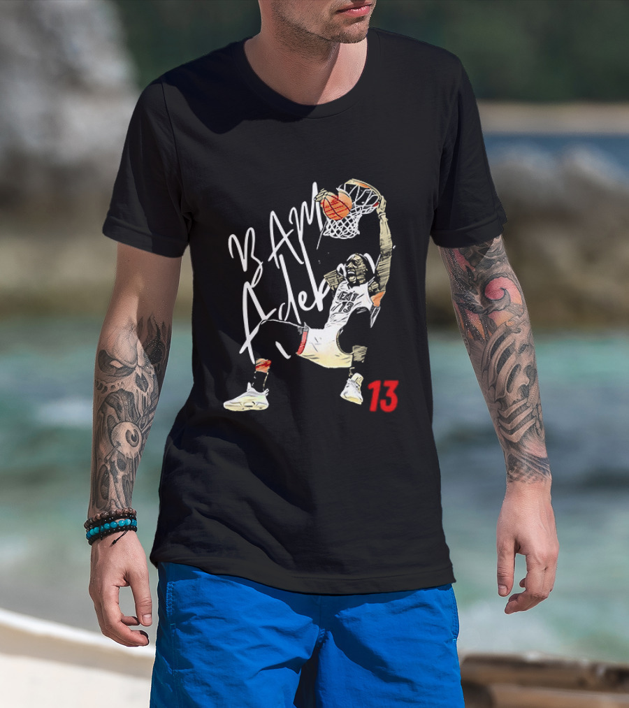 Bam Adebayo Dunking 13 Miami Basketball Player Fan Gear T-Shirt