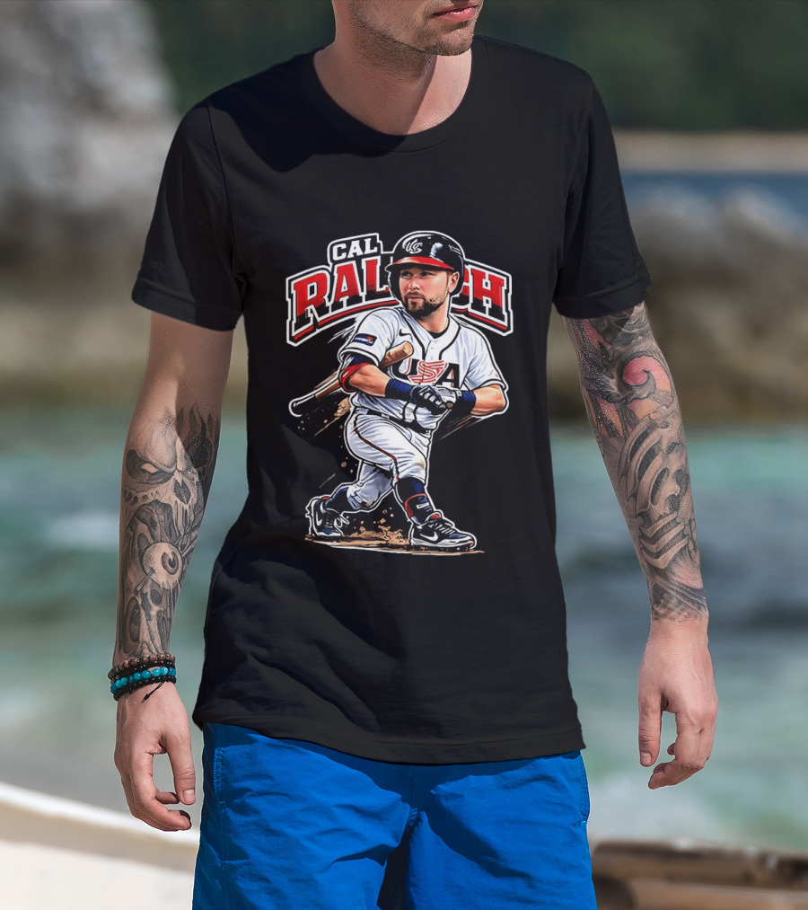 Cal Raleigh USA Baseball Classic Team Player Caricature T-Shirt