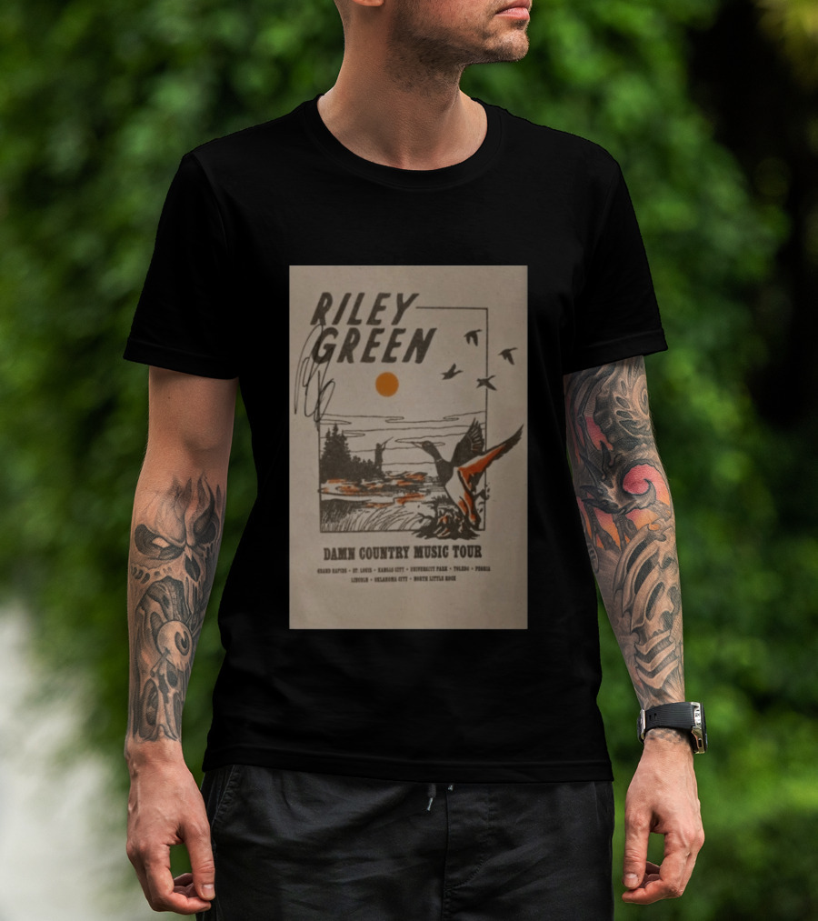 Riley Green Signed Damn Country Music Tour T-Shirt