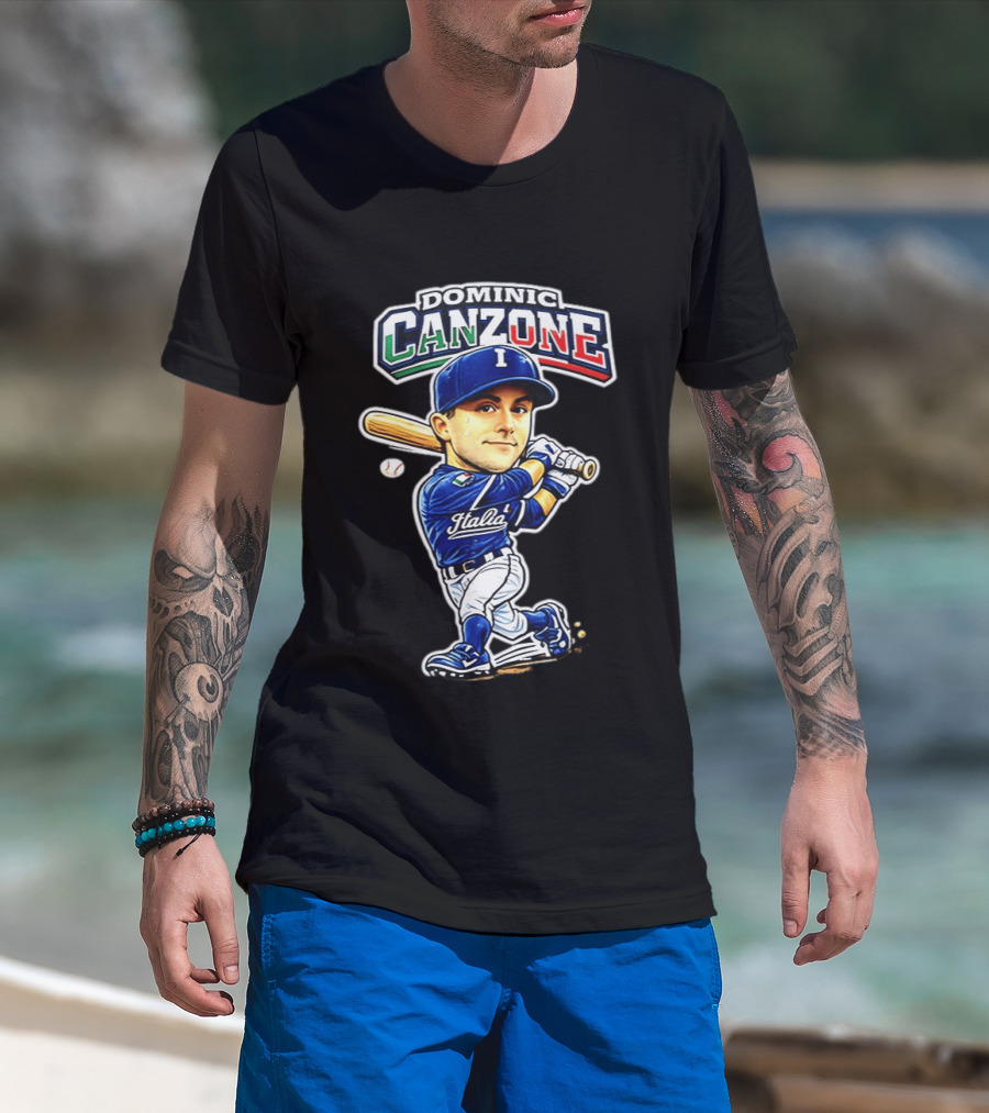 Italy Baseball Classic Dominic Canzone Italia Team Caricature T-Shirt