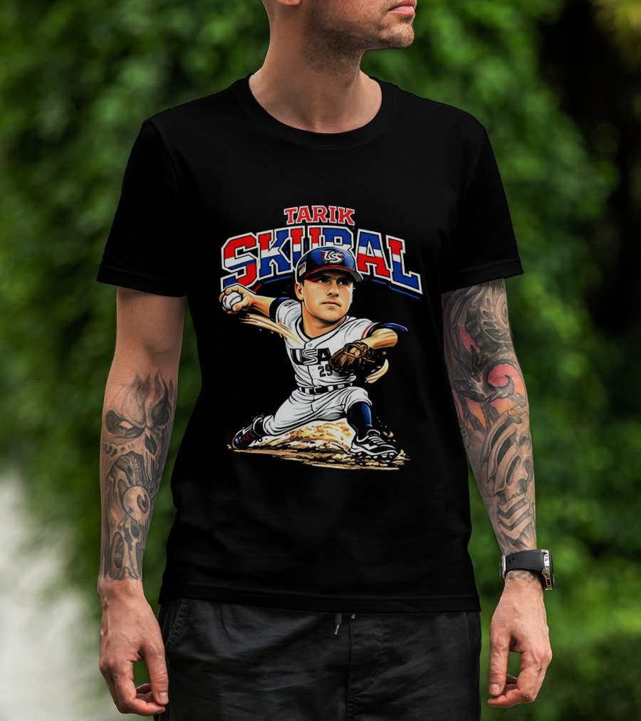 Tarik Skubal USA Baseball Classic Pitcher Caricature T-Shirt