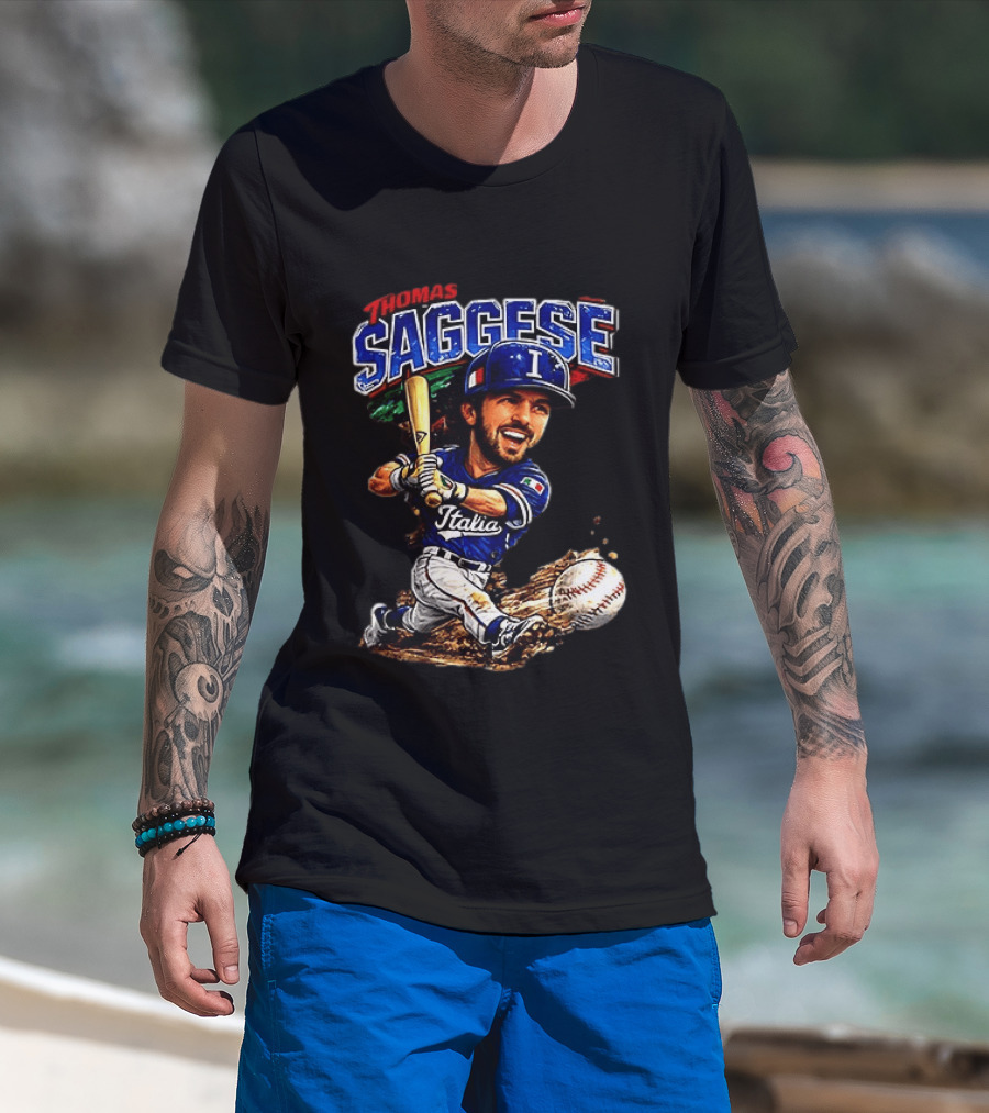 Thomas Saggese Italy Italia Baseball Classic Caricature T-Shirt