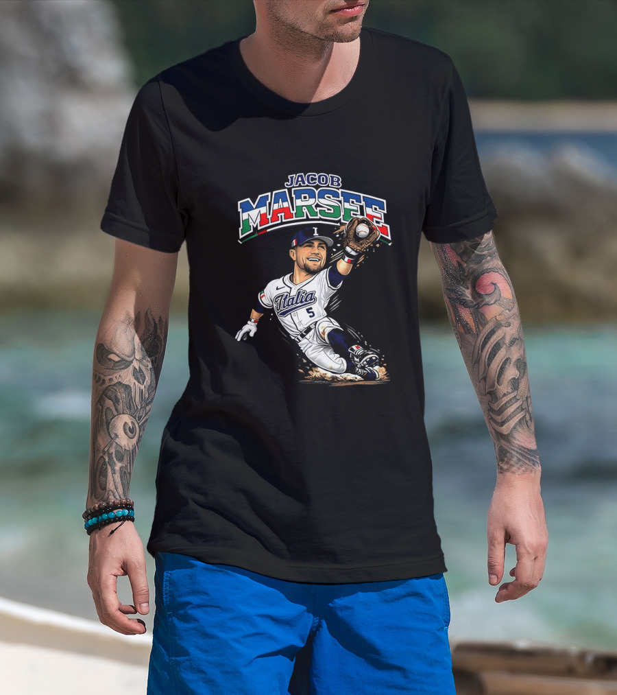 Jacob Marsee Italy Baseball Classic Caricature Jersey Number 5 T-Shirt