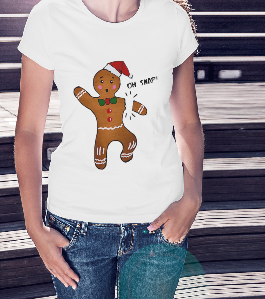 Gingerbread Man Oh Snap Broken Arm Christmas Humor T-Shirt