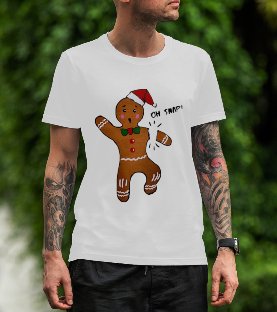 Gingerbread Man Oh Snap Broken Arm Christmas Humor T-Shirt