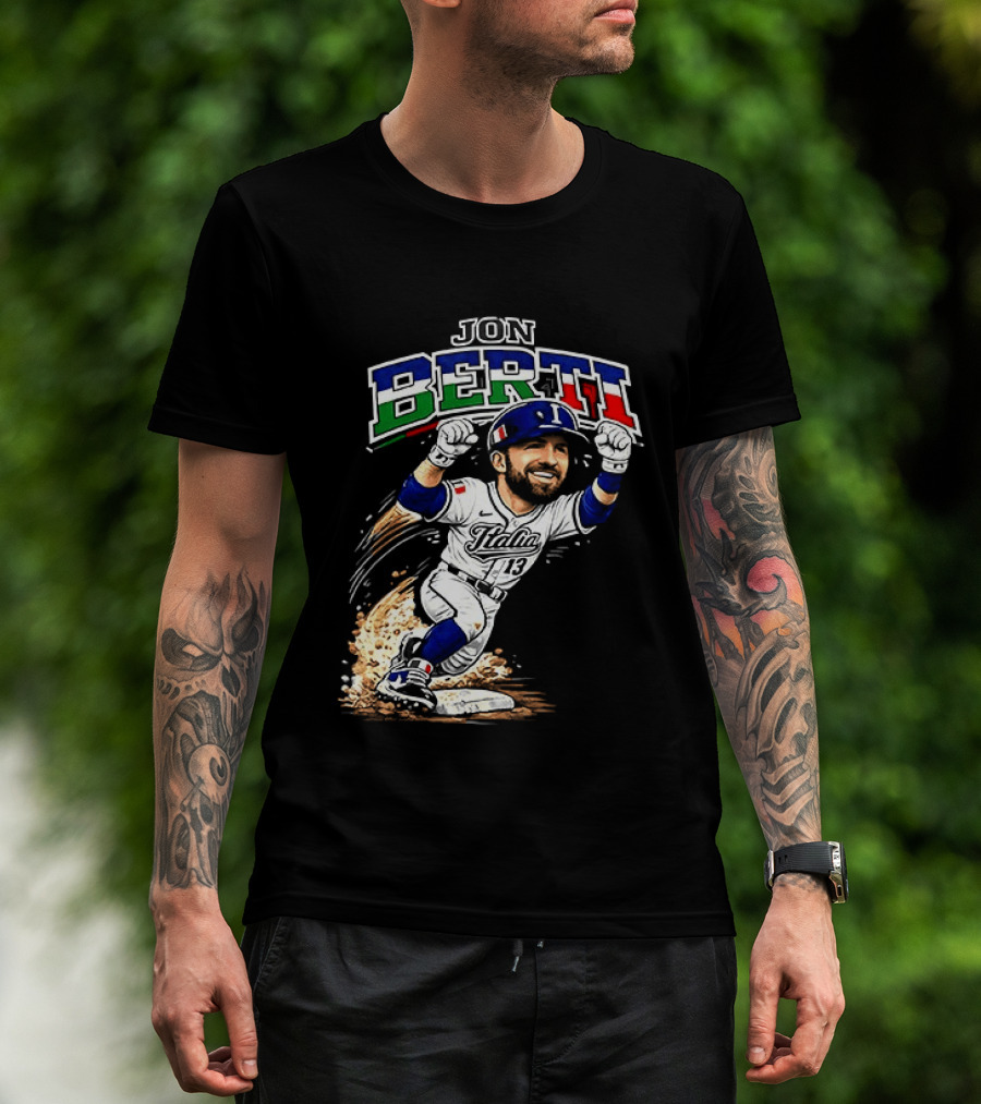 Jon Berti Italy Baseball Classic Caricature 13 T-Shirt