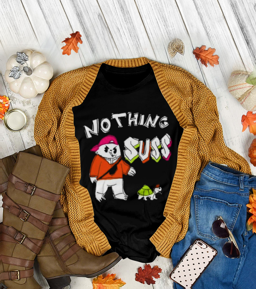 Nothing Suss Cat in Red with Turtle T-Shirt
