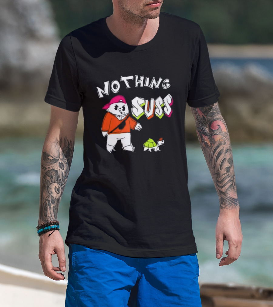 Nothing Suss Cat In Red With Turtle T-Shirt