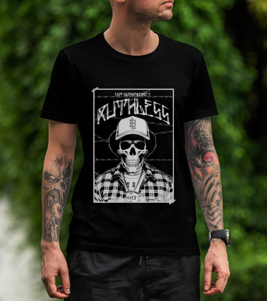 Eazy E Ruthless Skull In Cap And Barbed Wire T-Shirt