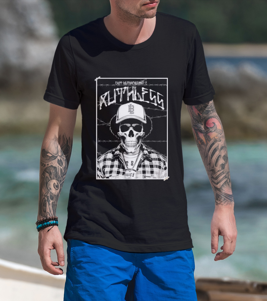 Eazy E Ruthless Skull In Cap And Barbed Wire T-Shirt