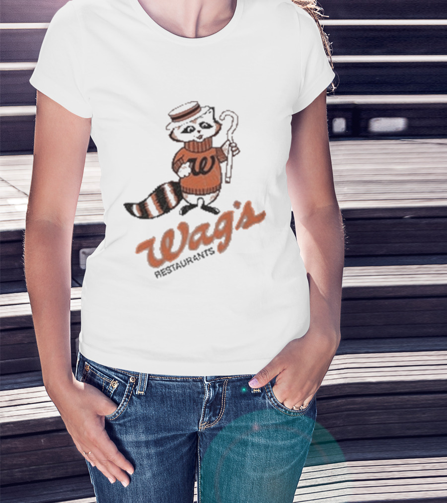Wag's Restaurant Raccoon Character Sweater Cane T-Shirt