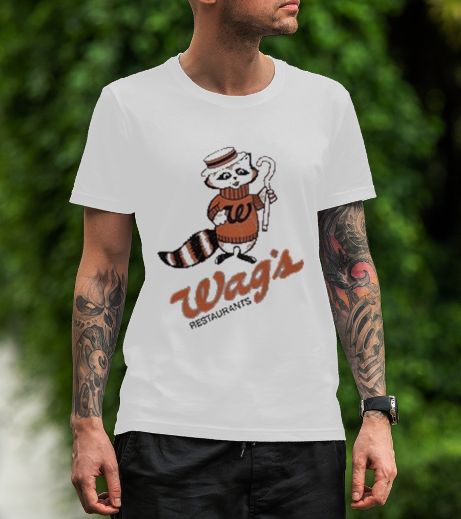 Wag's Restaurant Raccoon Character Sweater Cane T-Shirt