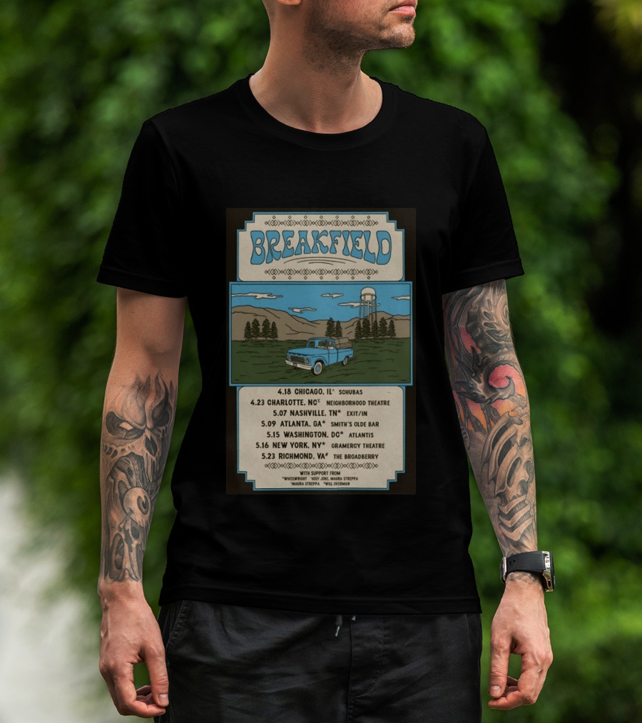 Breakfield 2026 Spring Tour Dates With Classic Truck And Scenic Landscape T-Shirt