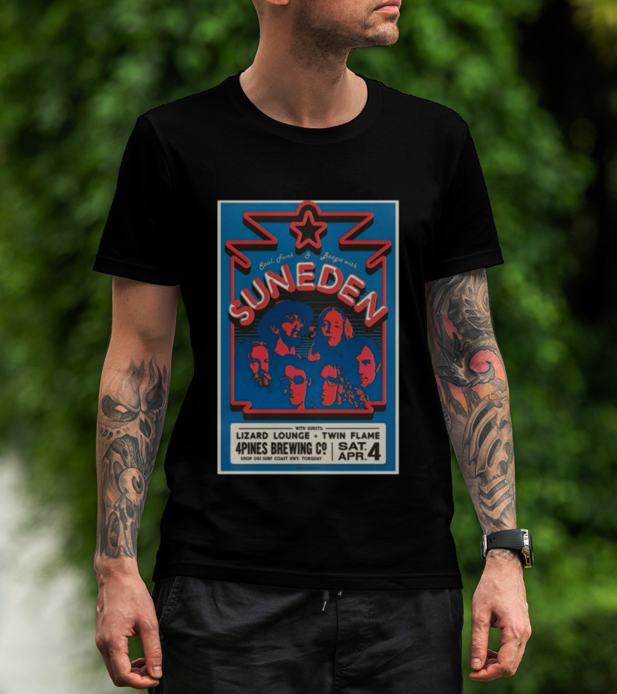 Suneden Soul Funk Boogie April 4 4Pines Brewing Co Lizard Lounge Twin Flame T-Shirt