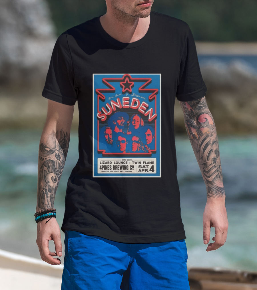 Suneden Soul Funk Boogie April 4 4Pines Brewing Co Lizard Lounge Twin Flame T-Shirt