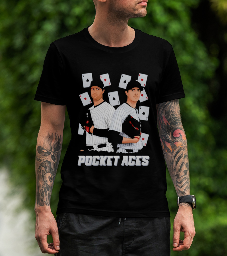 Max Fried Gerrit Cole New York Yankees MLB Pocket Aces Baseball Cards T-Shirt