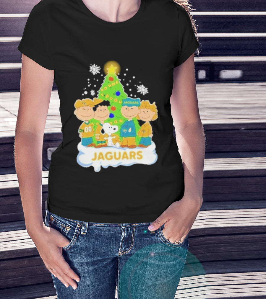 Jacksonville Jaguars Snoopy Peanuts Christmas Tree Celebration T-Shirt