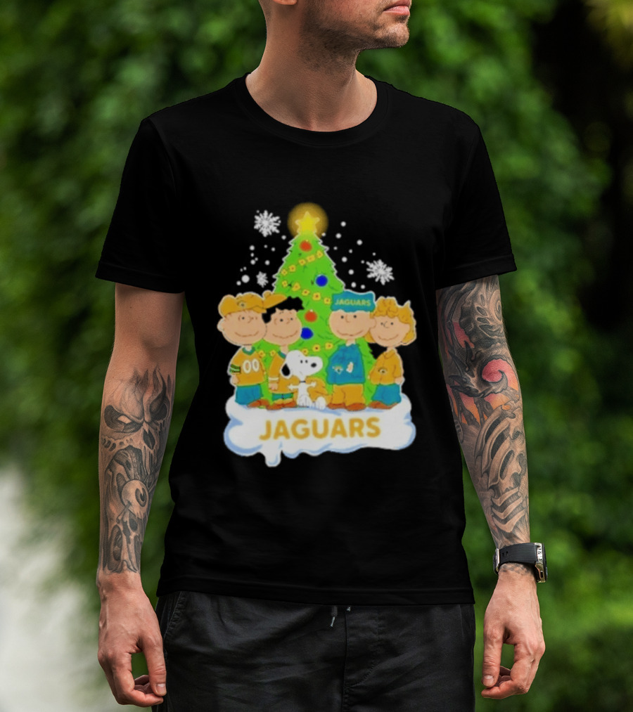Jacksonville Jaguars Snoopy Peanuts Christmas Tree Celebration T-Shirt
