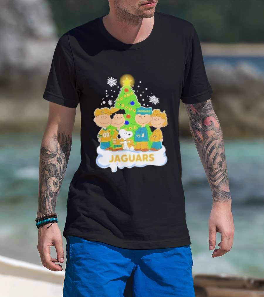 Jacksonville Jaguars Snoopy Peanuts Christmas Tree Celebration T-Shirt