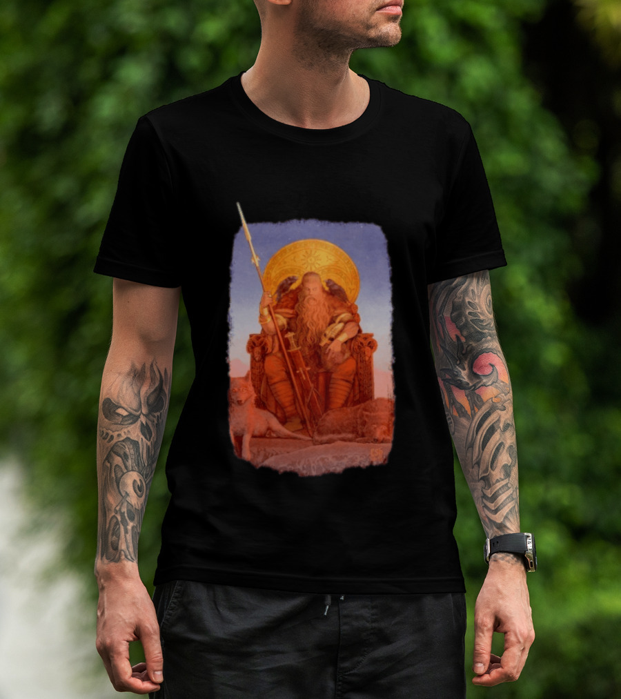 Odin Awakens Norse Mythology Viking God With Wolves And Ravens T-Shirt