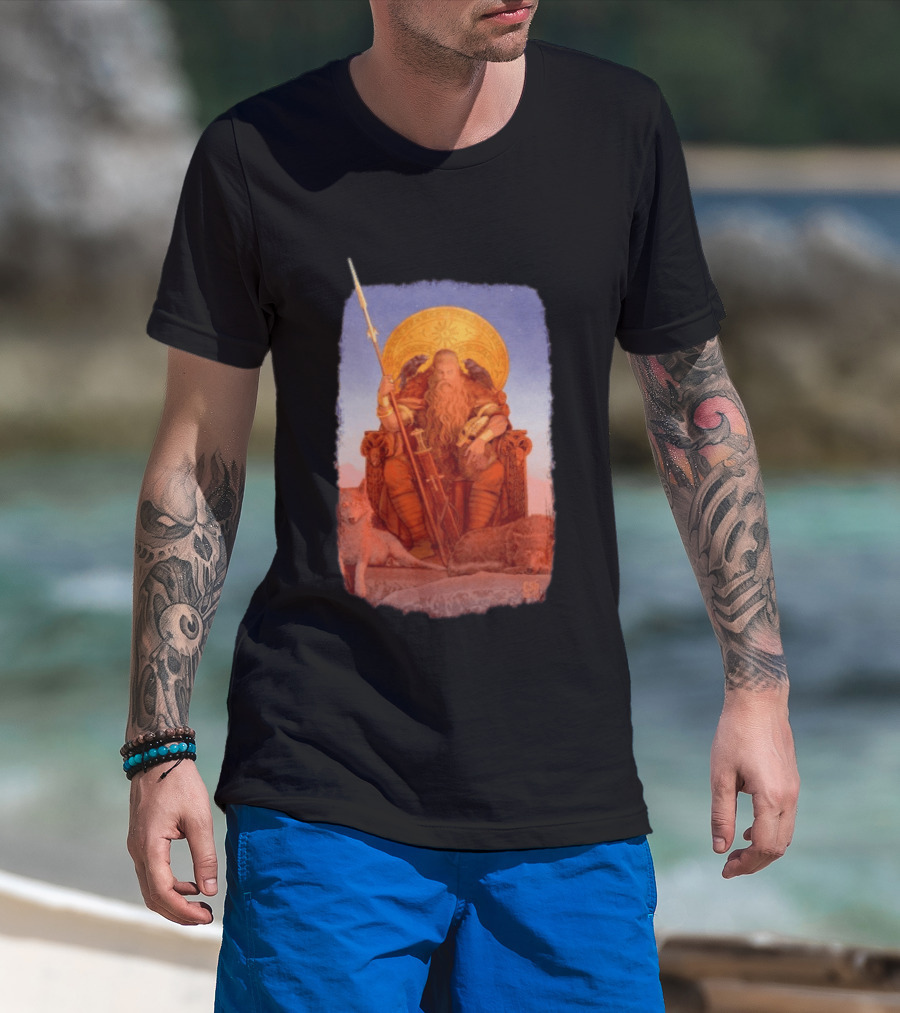 Odin Awakens Norse Mythology Viking God With Wolves And Ravens T-Shirt