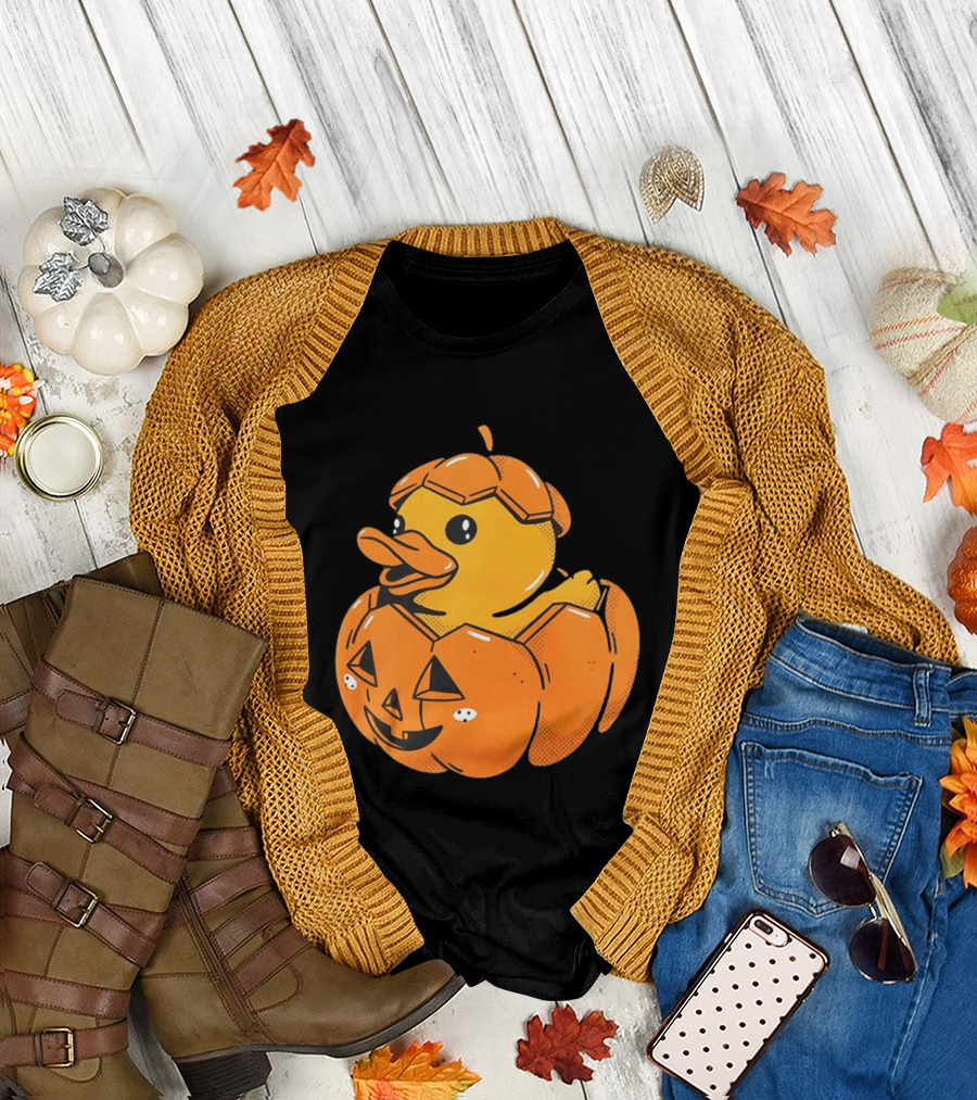 Rubber Duck Pumpkin Halloween Jack O' Lantern T-Shirt