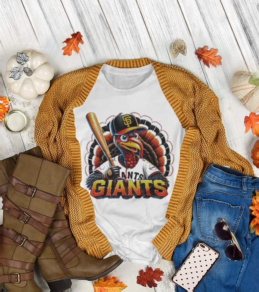San Francisco Giants Thanksgiving Turkey Baseball T-Shirt