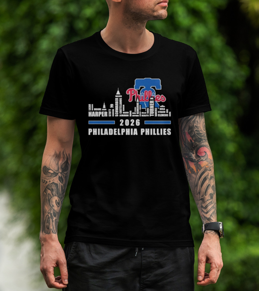 2026 Philadelphia Phillies Harper Philadelphia Skyline T-Shirt