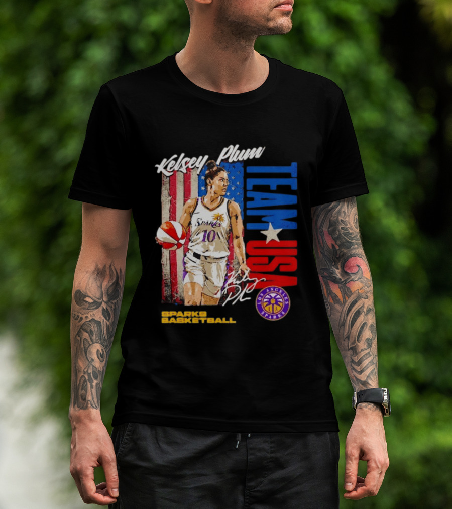 Kelsey Plum Team USA Los Angeles Sparks Basketball Spark T-Shirt
