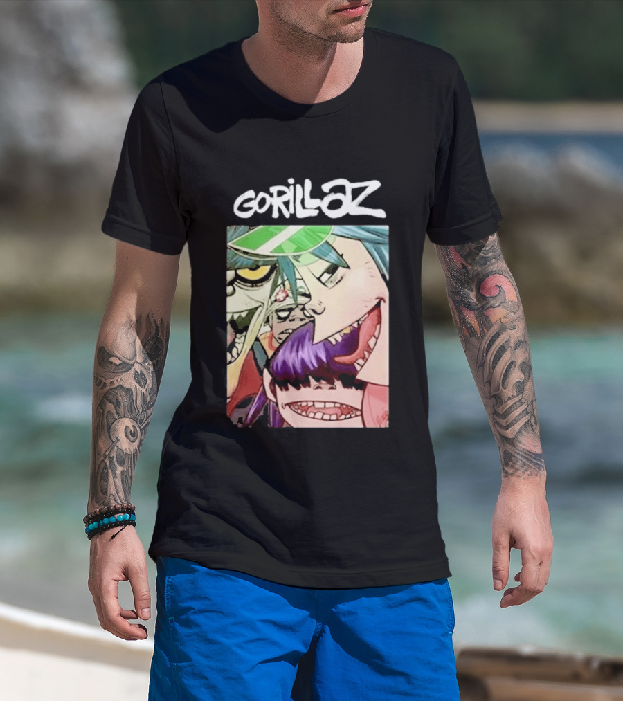 Gorillaz Cartoon Band Characters Art Comic T-Shirt