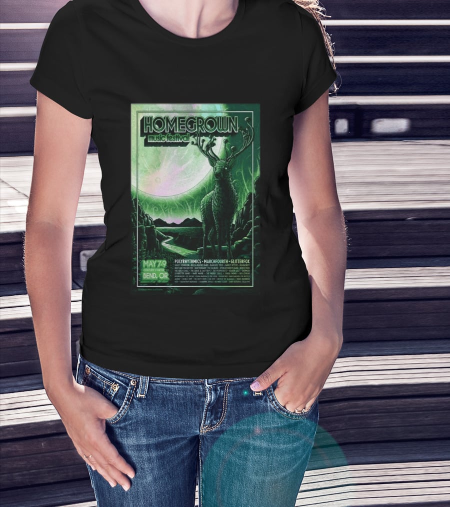 Homegrown Music Festival Bend OR May 7 9 2026 Century Center Polyrhythmics Marchfourth Glitterfox T-Shirt