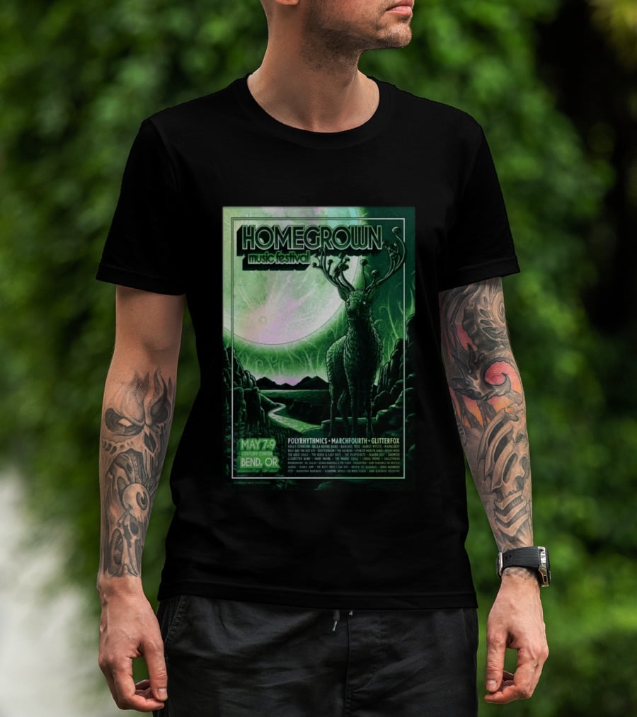 Homegrown Music Festival Bend OR May 7 9 2026 Century Center Polyrhythmics Marchfourth Glitterfox T-Shirt