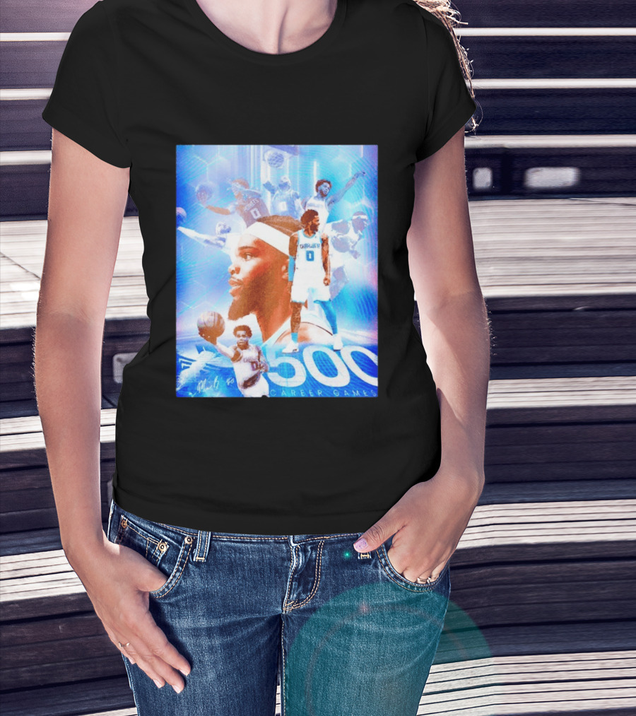 Miles Bridges 500 Career Games Collage Charlotte Hornets NBA Basketball T-Shirt