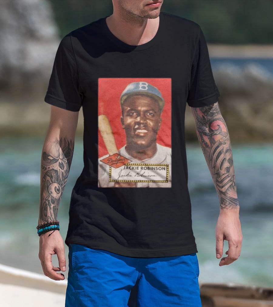 Jackie Robinson 1952 Topps Baseball Dodgers T-Shirt