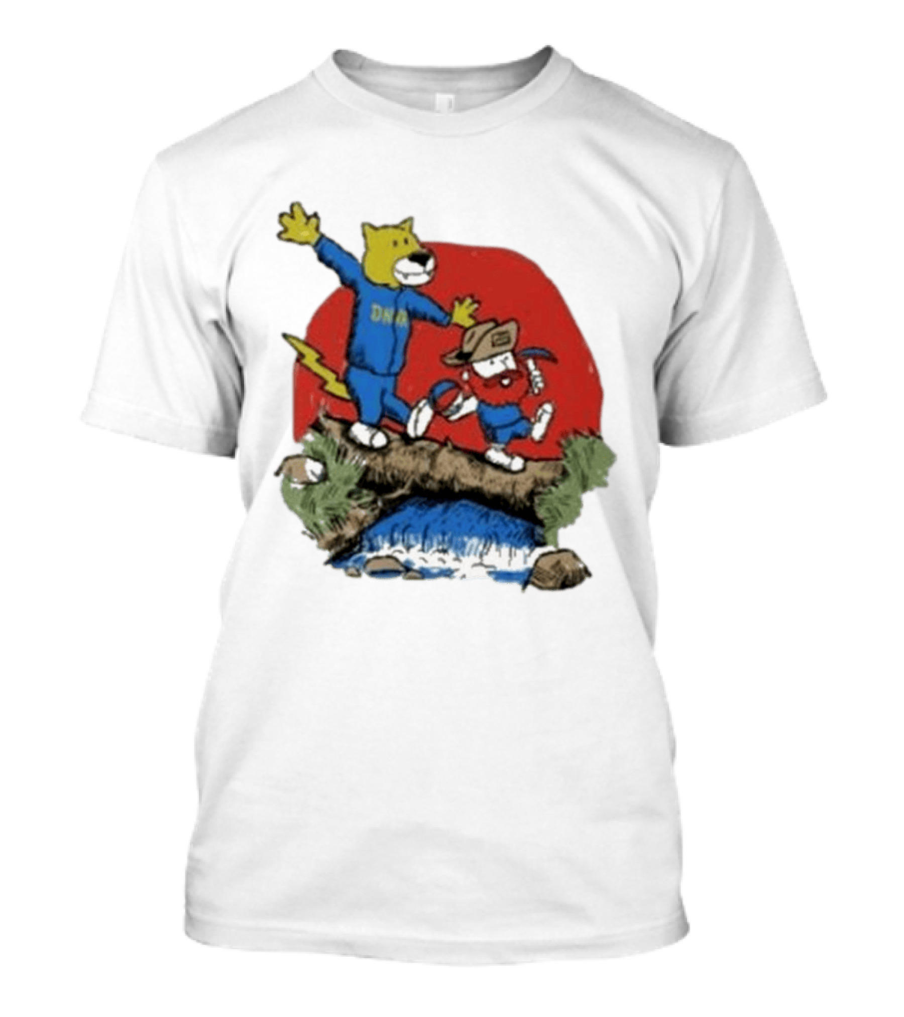 Dnvr Cartoon Friends Bear And Miner Crossing A Bridge T-Shirt