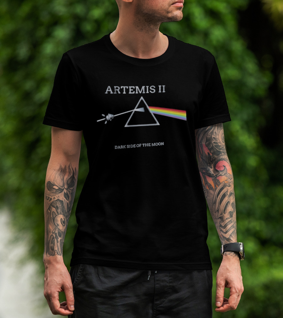 Artemis II Dark Side Of The Moon Prism Rainbow Exploration T-Shirt