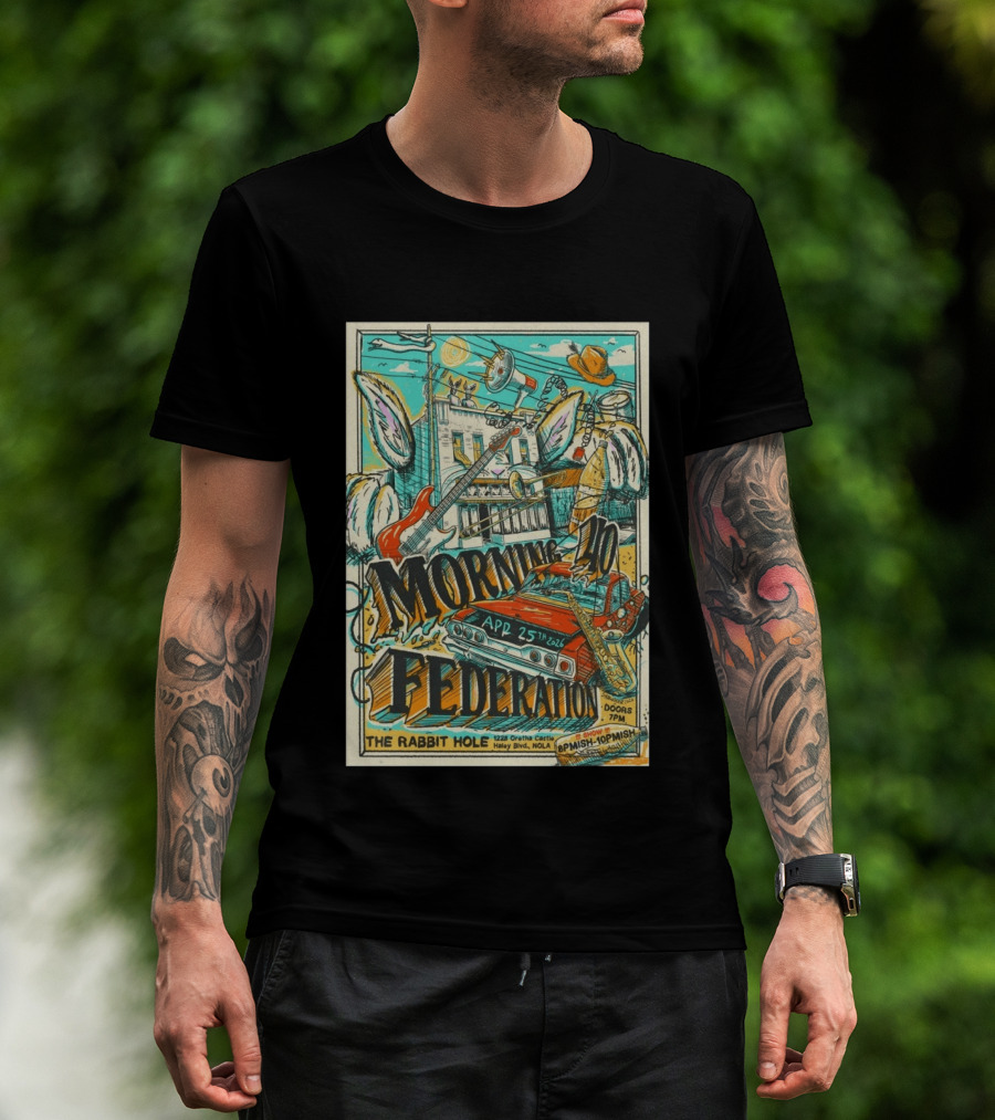 Morning 40 Federation New Orleans The Rabbit Hole Apr 25 2026 Orisha Castle Haley Blvd NOLA T-Shirt