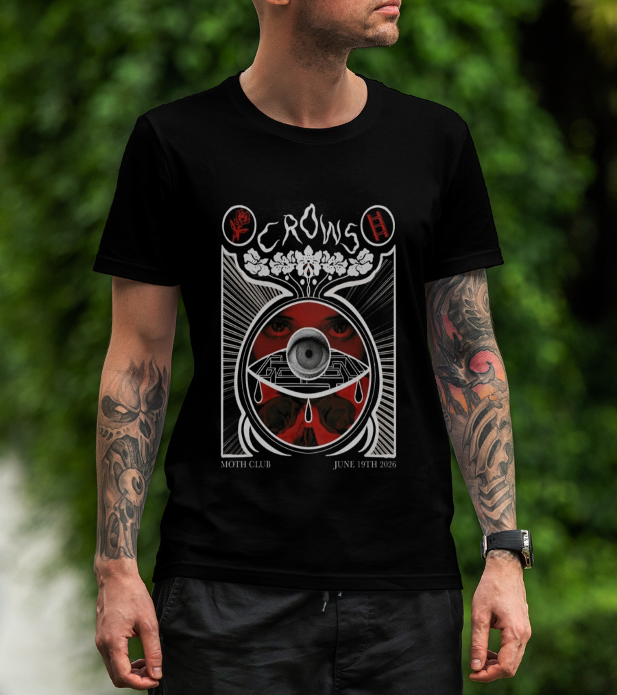 CROWS MOTH Club London June 19th 2026 Eyes Floral Maze T-Shirt
