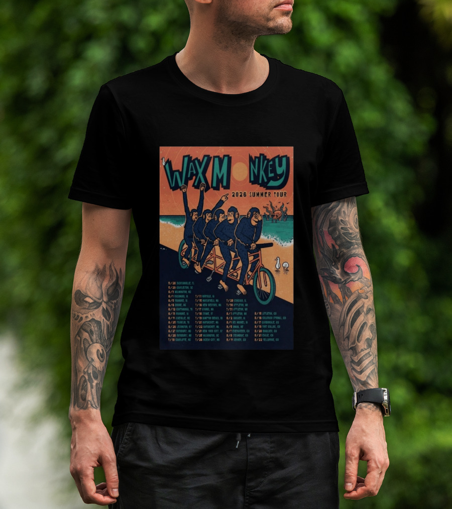Wax Monkey 2026 Summer Tour Bicycle Monkeys Coastal Cities Concert Dates T-Shirt