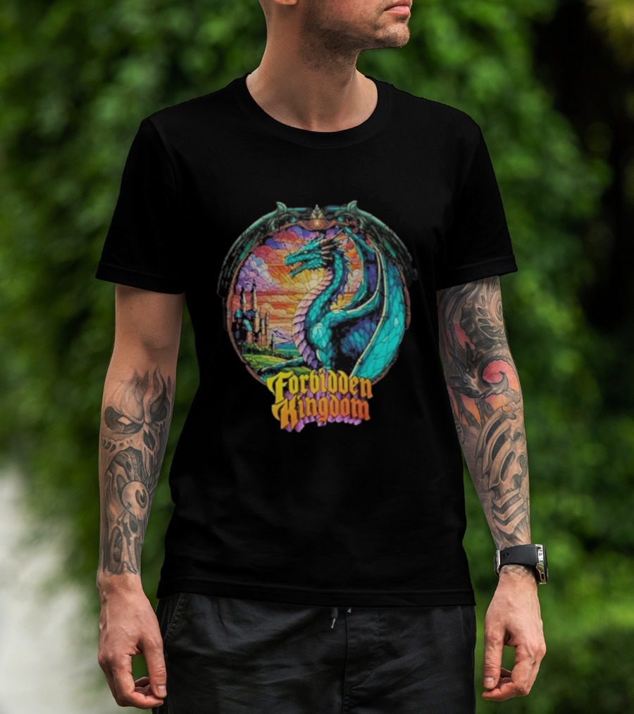 Forbidden Kingdom 2026 Divine Dragon Stained Glass Castle Fantasy T-Shirt