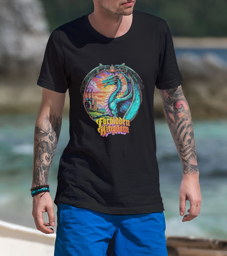 Forbidden Kingdom 2026 Divine Dragon Stained Glass Castle Fantasy T-Shirt