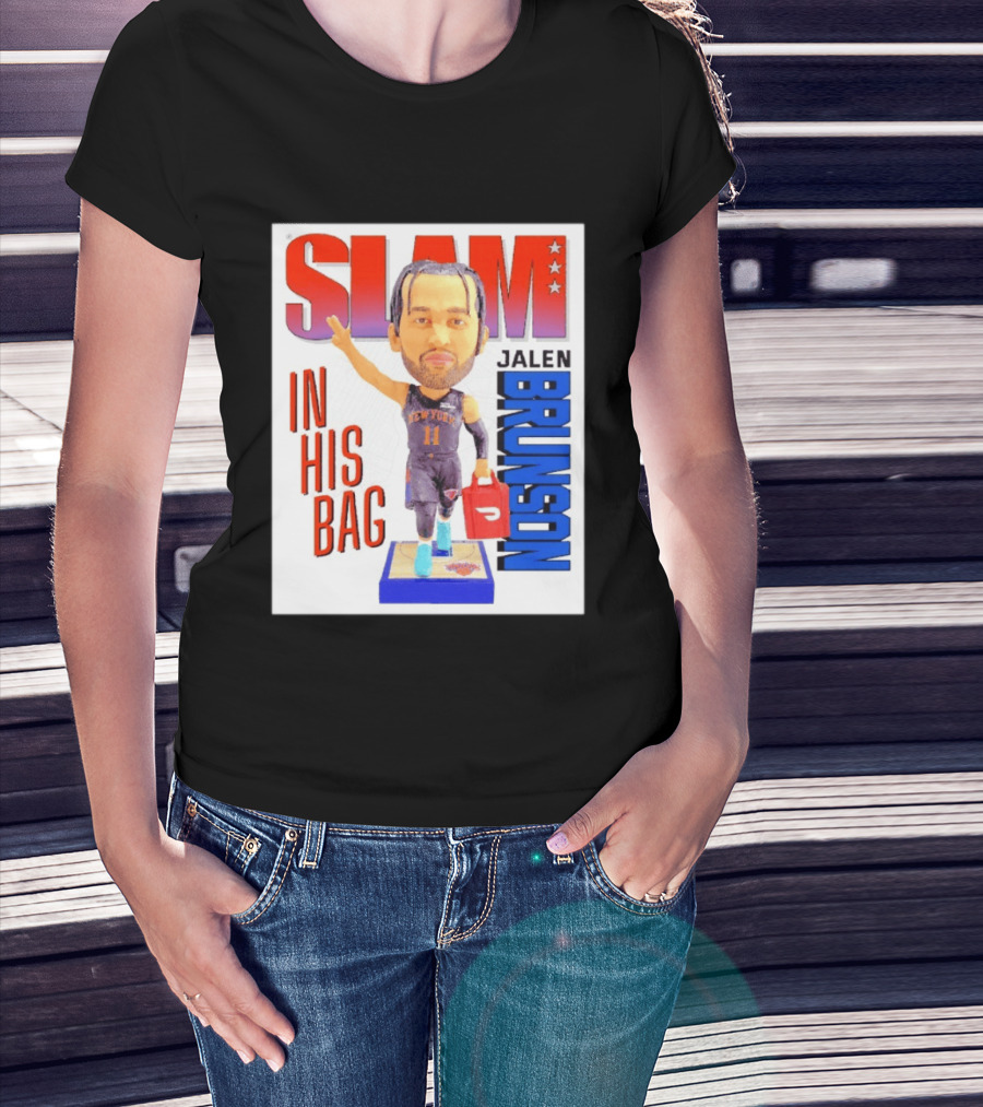 Slam Jalen Brunson New York Knicks In His Bag Big Bobblehead T-Shirt