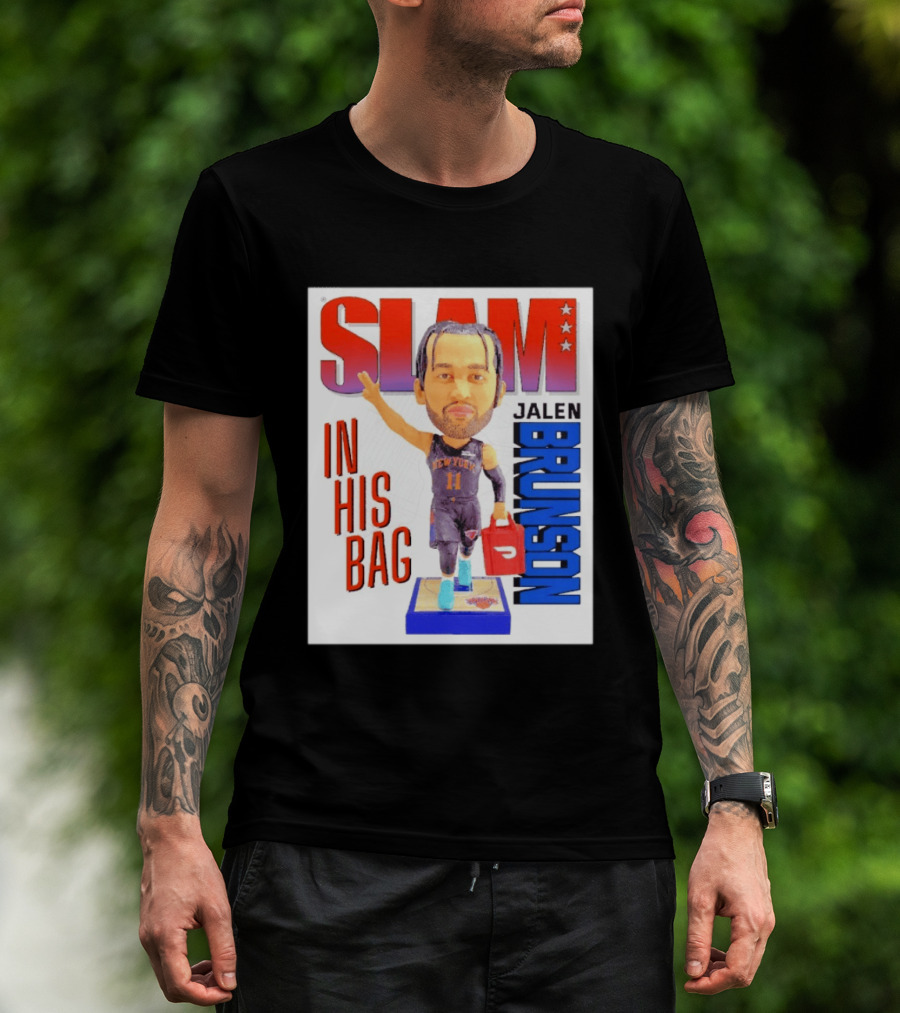 Slam Jalen Brunson New York Knicks In His Bag Big Bobblehead T-Shirt