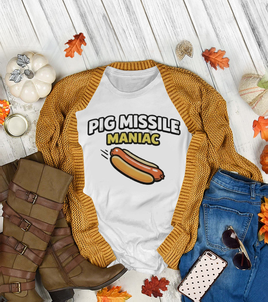 Pig Missile Maniac Hot Dog T-Shirt
