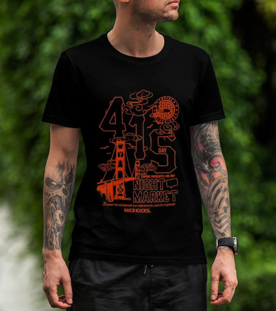 415 San Francisco Golden Gate Bridge Night Market Cityscape T-Shirt
