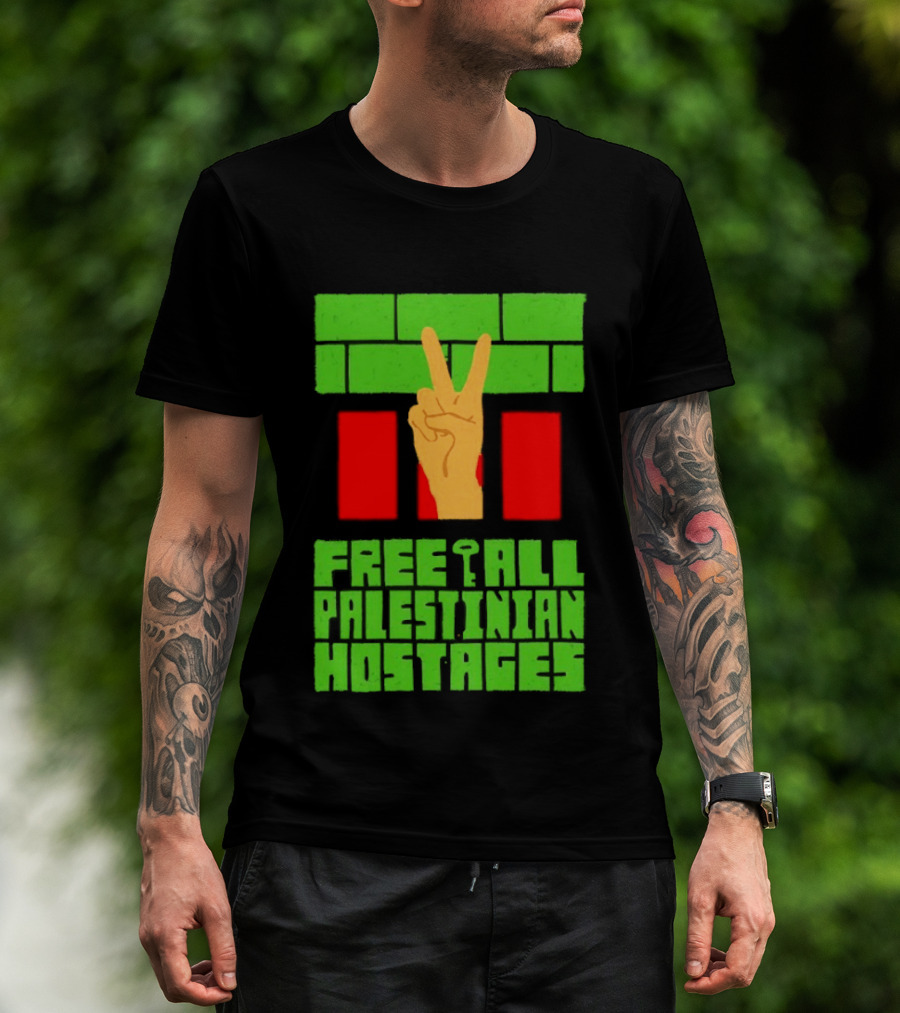 Celebrate Freedom Free All Palestinian Hostages Victory Hand T-Shirt