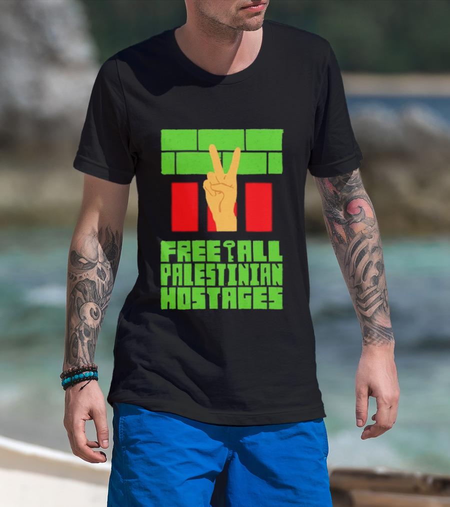 Celebrate Freedom Free All Palestinian Hostages Victory Hand T-Shirt
