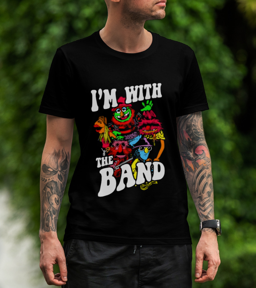 I'm With The Band Muppet Characters Colorful Collage T-Shirt