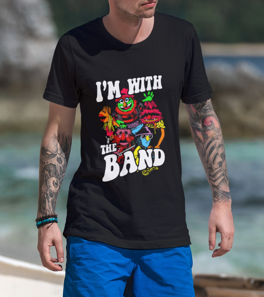 I'm With The Band Muppet Characters Colorful Collage T-Shirt