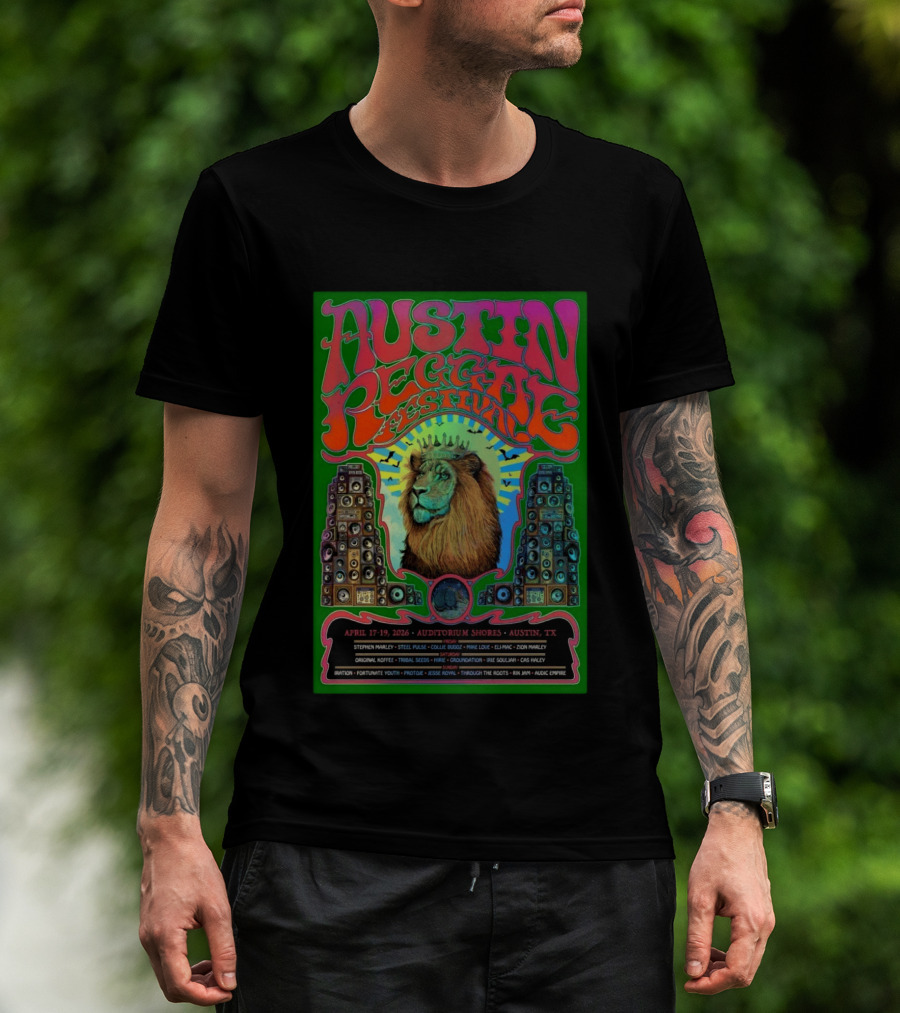 Austin Reggae Festival 2026 Auditorium Shores Stephen Marley Ziggy Marley Iration Jesse Royal Fortunate Youth T-Shirt